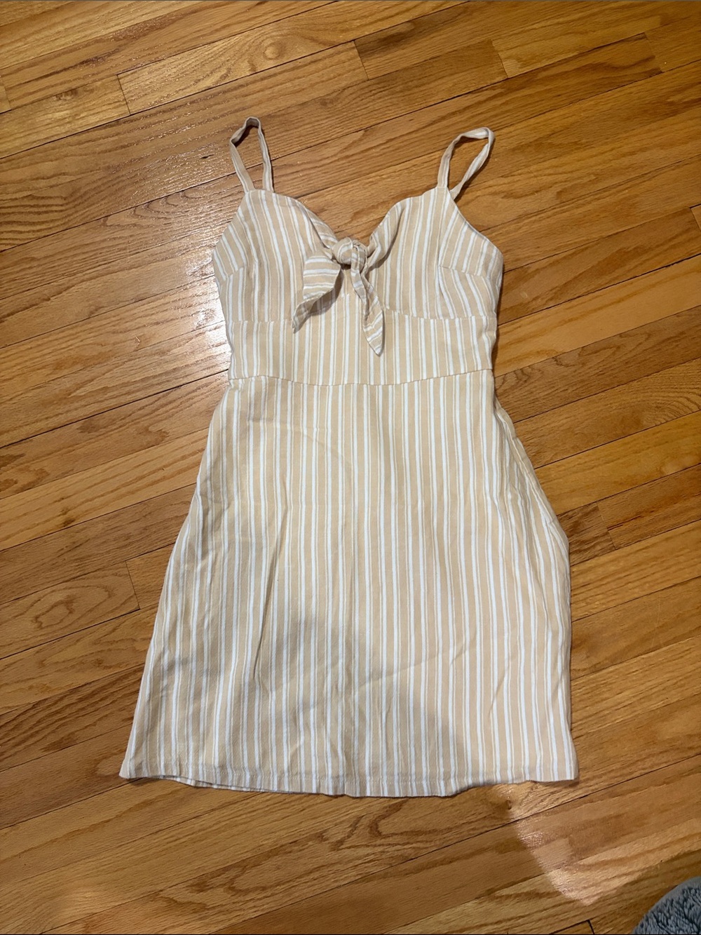 Striped Cream Tie-Front Sundress